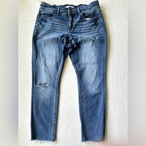 BKE Gabby Jeans Womens 33x27 Curvy Fit High‎ Rise Ankle Skinny Blue Distressed